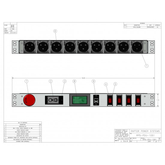 1U MIL SPEC PDU, 30A, 8 x MS3102E16-10S, TAA Compliant